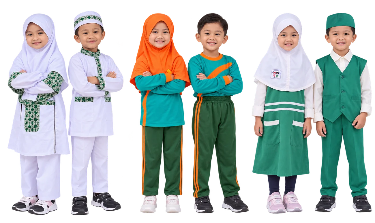 Siswa TK Ibnu Aqil 2 dengan seragam sekolah