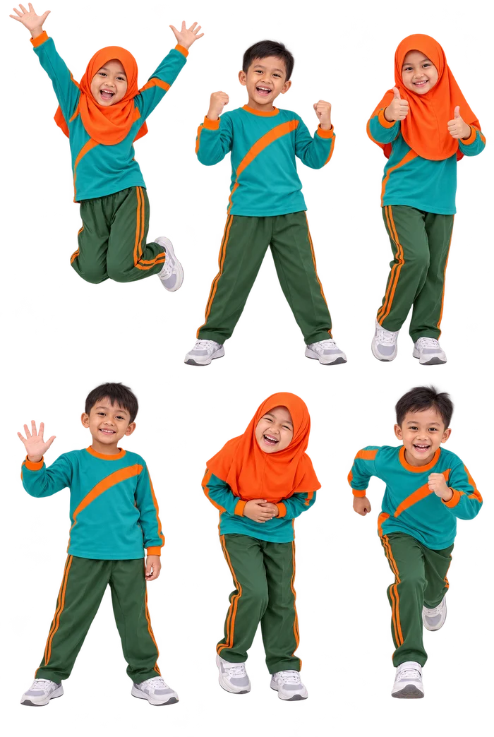 Siswa TK Ibnu Aqil 2 memakai baju olahraga